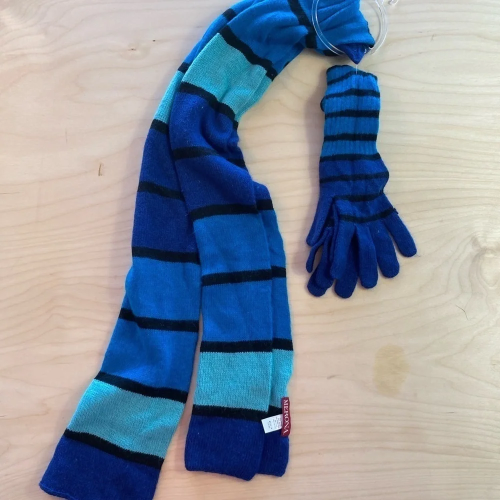 Merona Scarf and Gloves Set Made with 10% Rabbit Hair (DX)